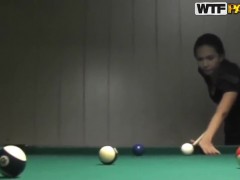 Gorgeous Natasha playing snooker and making a blowjob